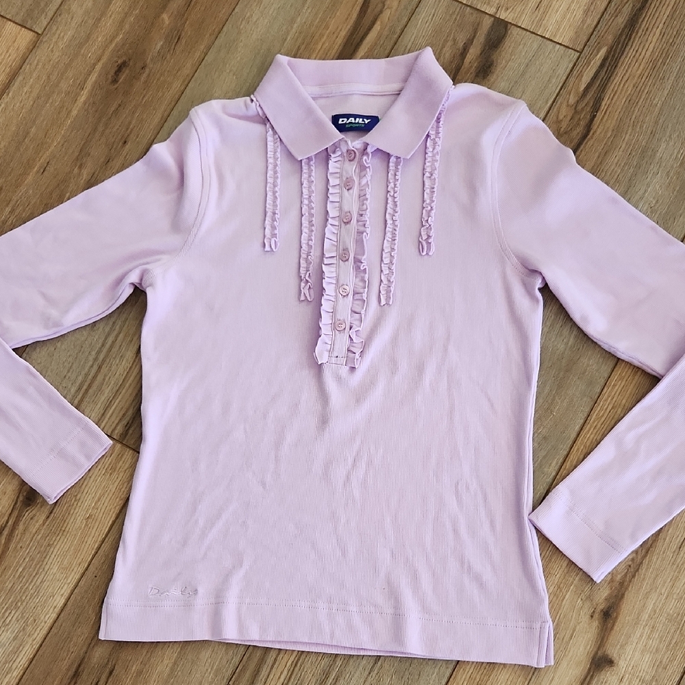Daily Sports Lavender Ruffle Golf Jersey Top Women's Size Medium